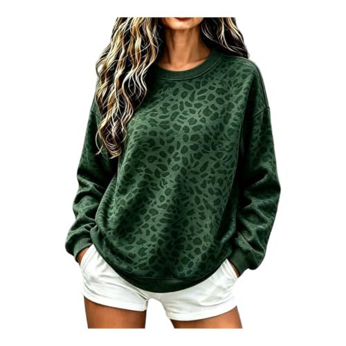 Leopard Polka Dot Print Crewneck Long Sleeve Pullover Sweatshirt
