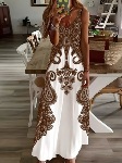 Women's Boho Floral Print Dress Black and White