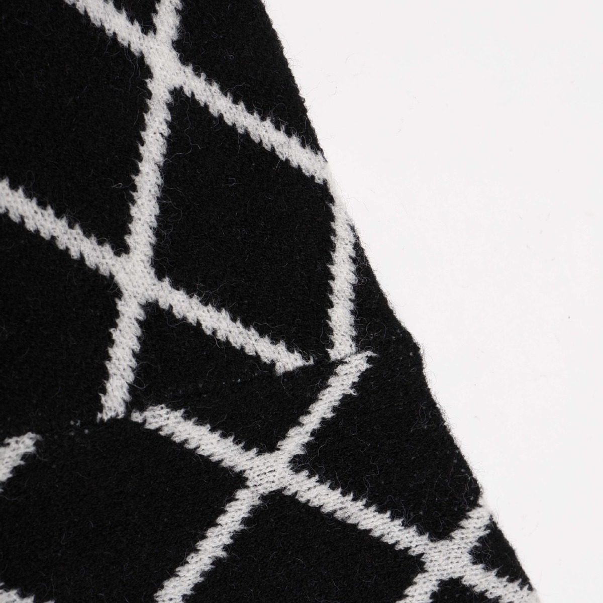Black & White Checkered Crewneck Jacquard Sweater