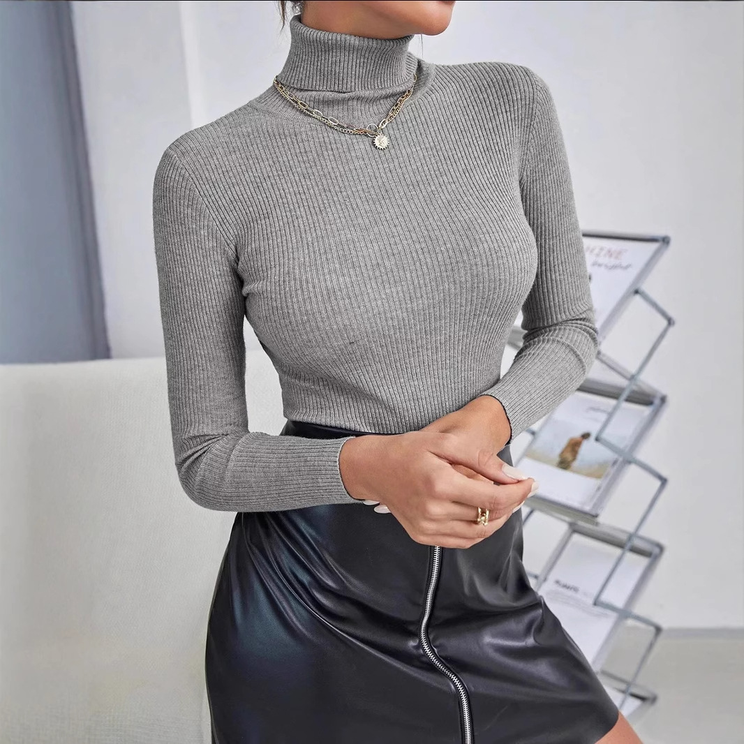 Slim Fit Turtleneck Knit Pullover Sweater