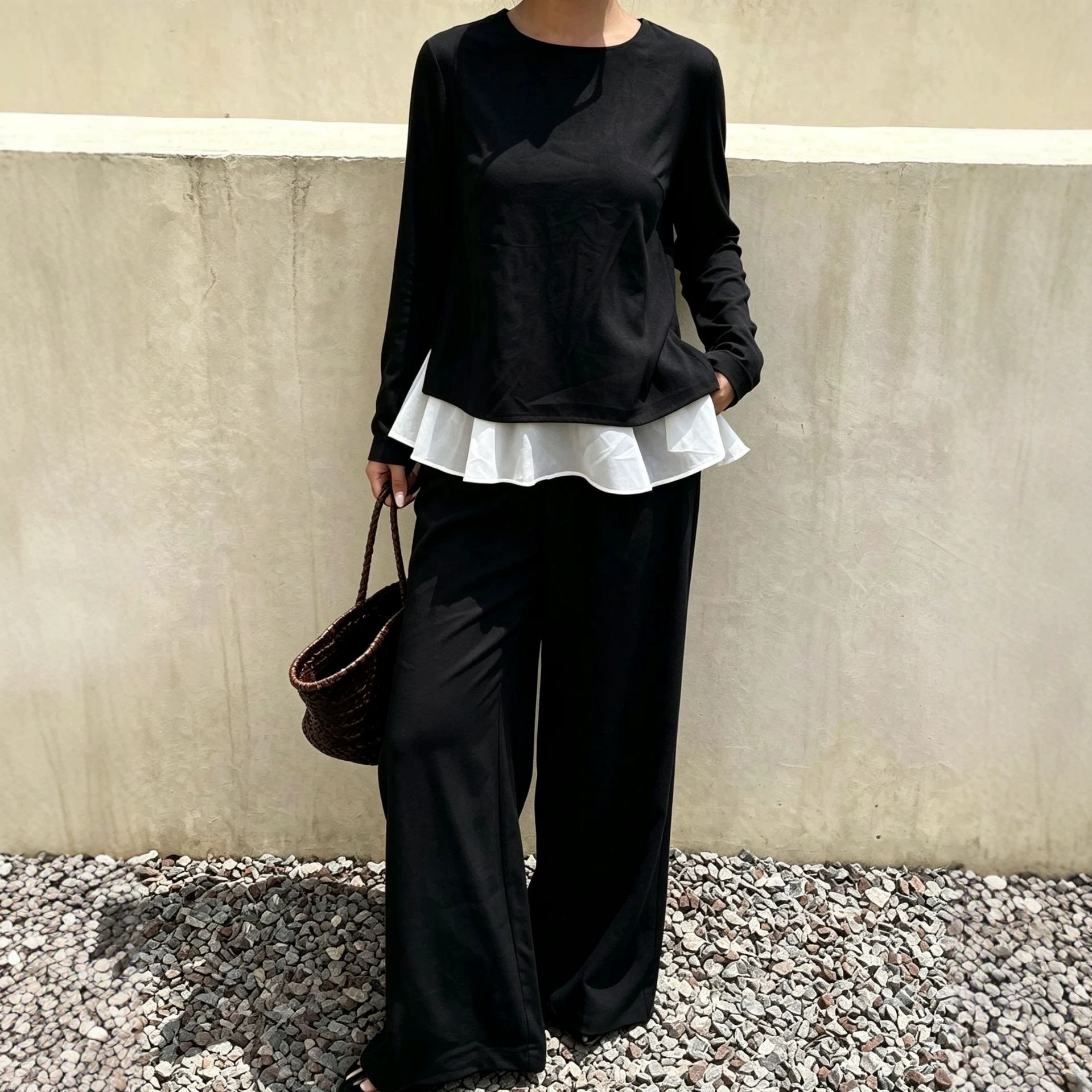 Women's Faux Two-Piece Faux Suede Casual Set