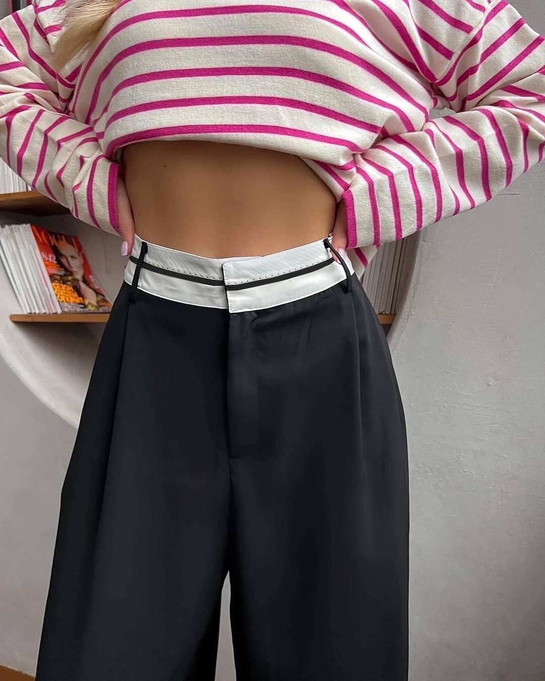 Solid Color Straight-Leg Tailored Pants Slimming Floor-Length