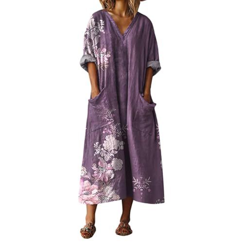 Women's V-Neck Boho A-Line Midi Dress