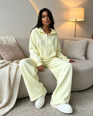 Women's Zip-Up Hoodie and Drawstring Pants Two-Piece Tracksuit Set