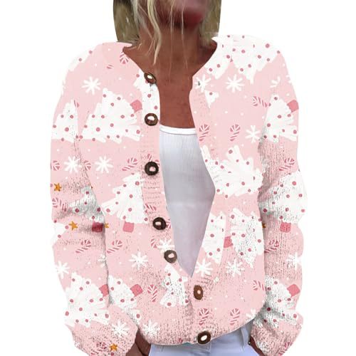 Women's Christmas Santa Print Faux Sweater Cardigan
