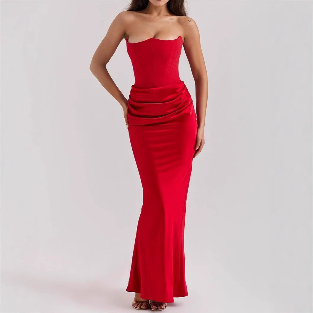 Women's Strapless Backless Bodycon Evening Dress