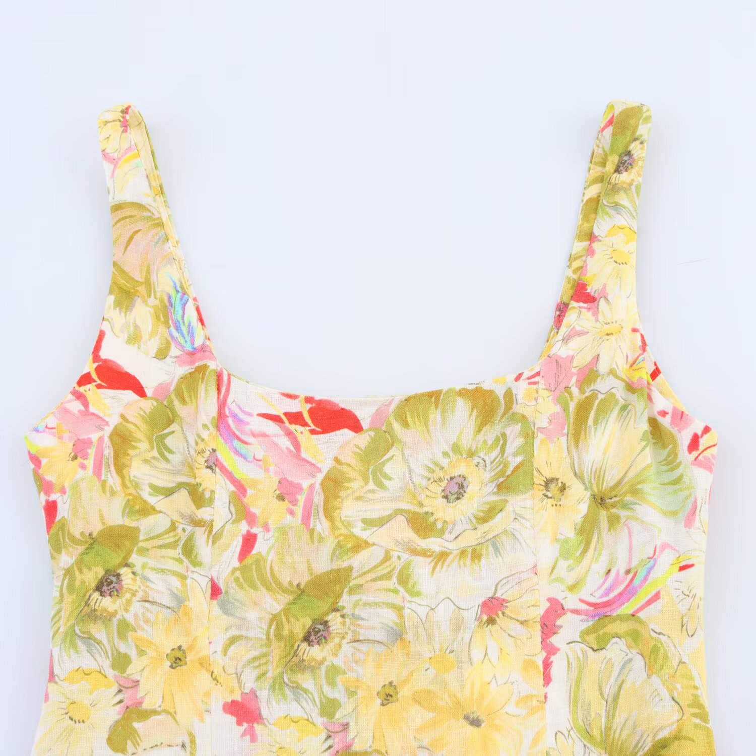 Floral Print Wide Strap A-Line Midi Dress