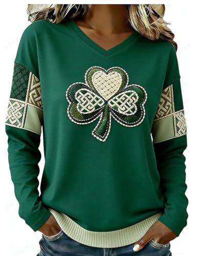 Women's Clover Print Casual Hoodie