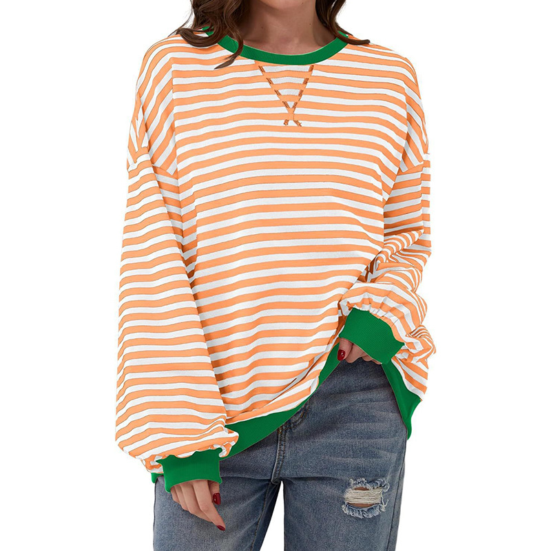 Striped Colorblock Casual T-Shirt Top