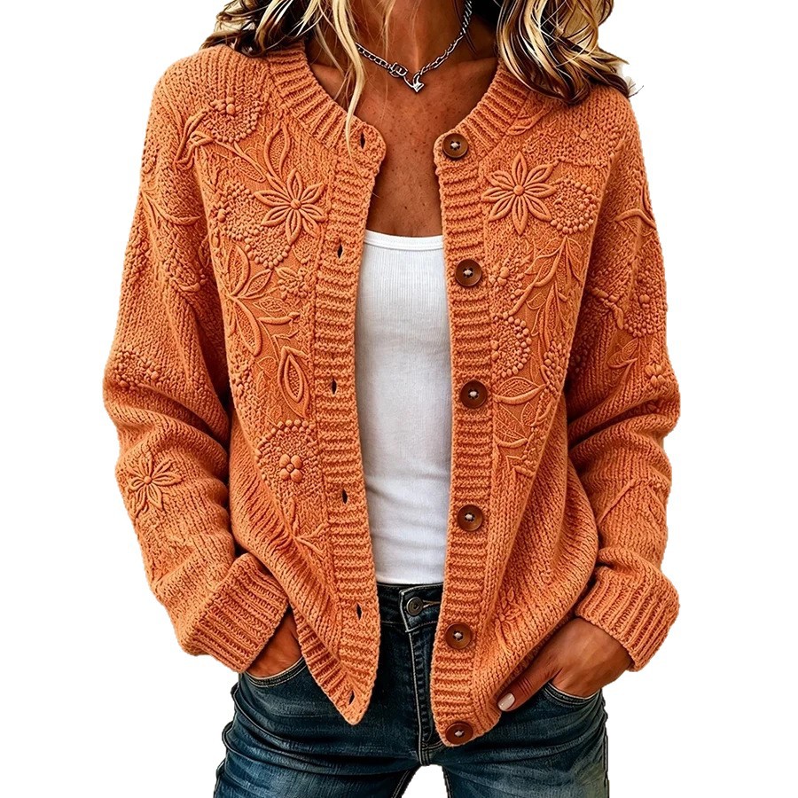 Women's Vintage Floral Print Faux Sweater Cardigan
