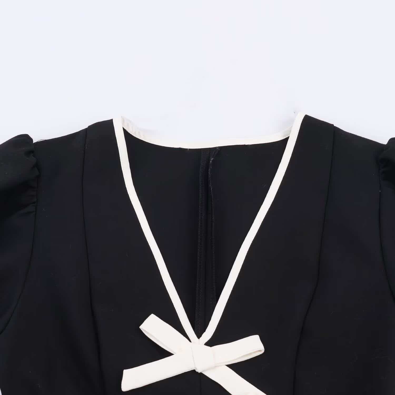 Women's Summer Bow Mini Dress V-Neck Short Sleeve