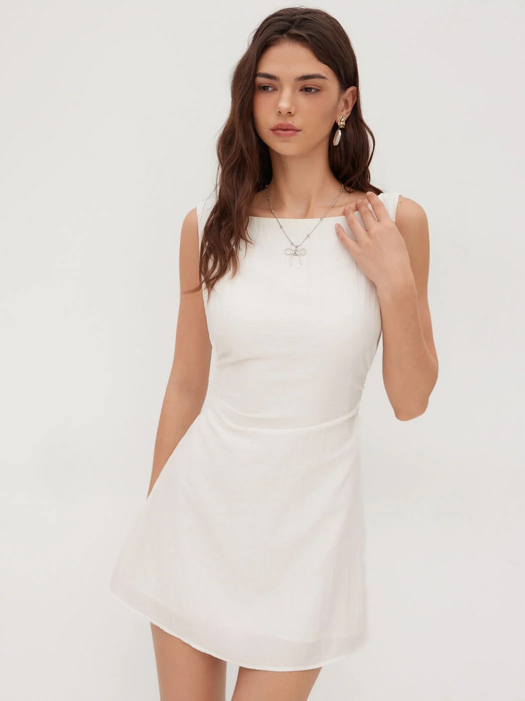 Women's Sleeveless Open-Back Bow Dress Slim Fit French Style