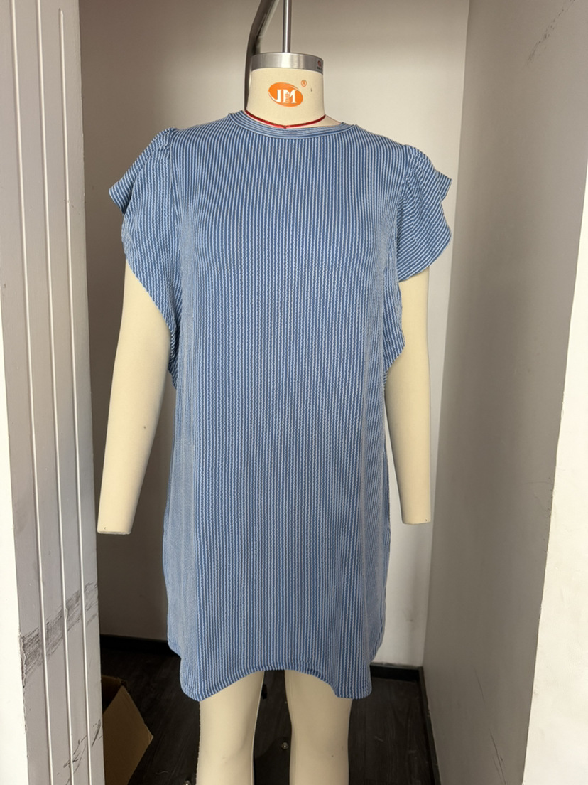 Women's Colorblock Twist Ruffle Sleeve Midi Dress