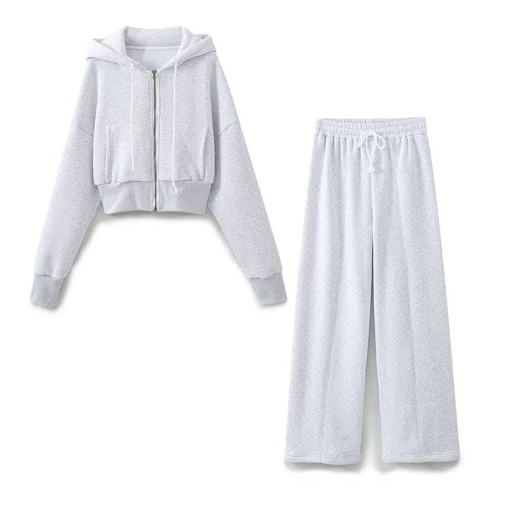 Women's 3-Piece Hooded Sweatsuit Set with Tube Top and Pants