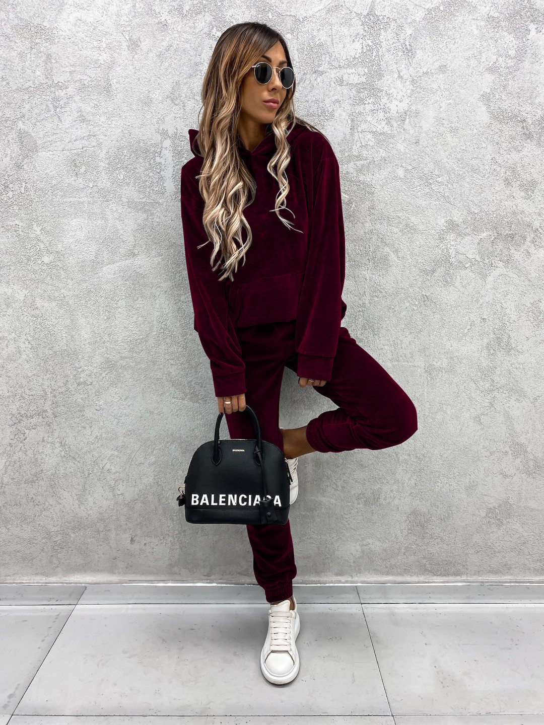 Women's Solid Color Hoodie and Pants Two-Piece Set