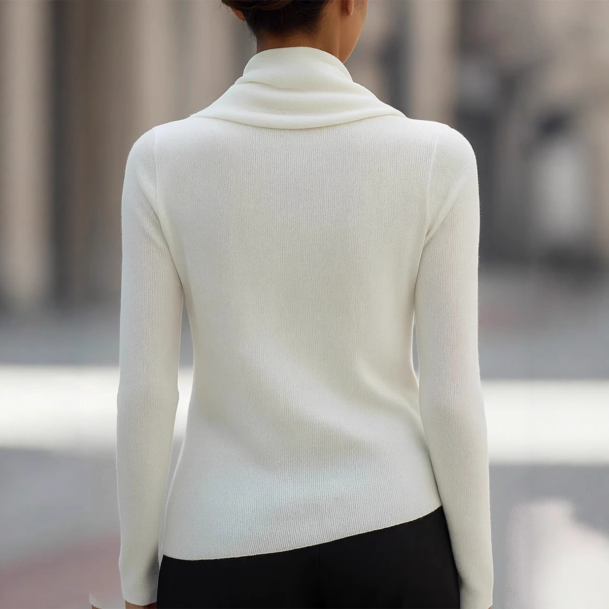 Women's Draped Cowl Neck Irregular Hem Knit Sweater