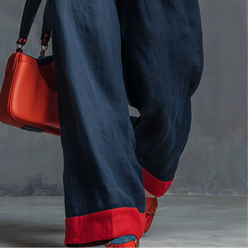 Retro Red Long Sleeve Jumpsuit with Pockets