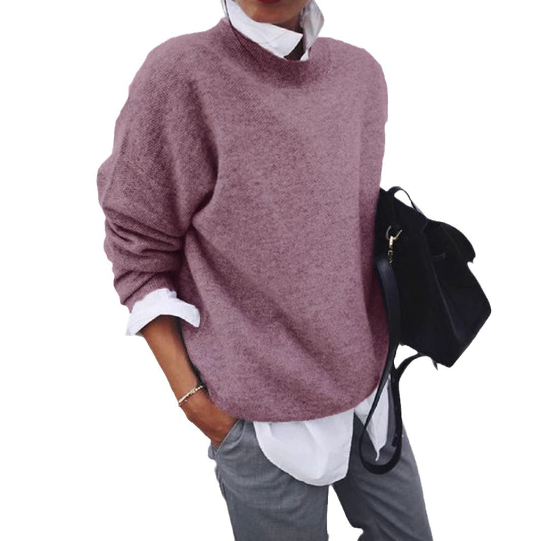 Women's Faux Two-Piece Shirt-Collar Long-Sleeve Sweater