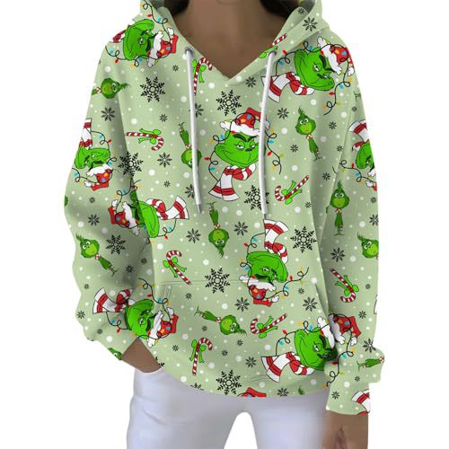 Women's Plaid Christmas Grinch Print Hoodie