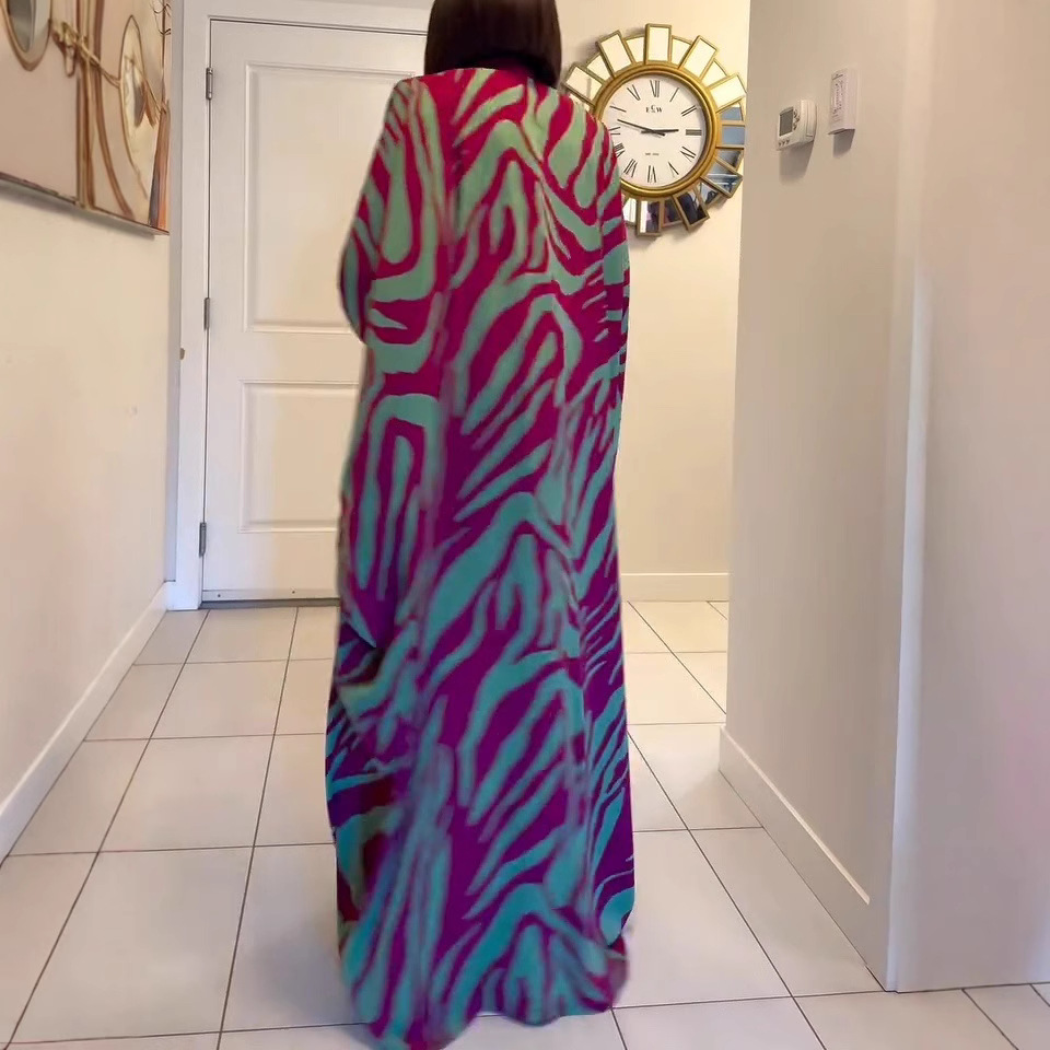 Women's 3D Print Beach Cover-Up Cardigan Long Robe