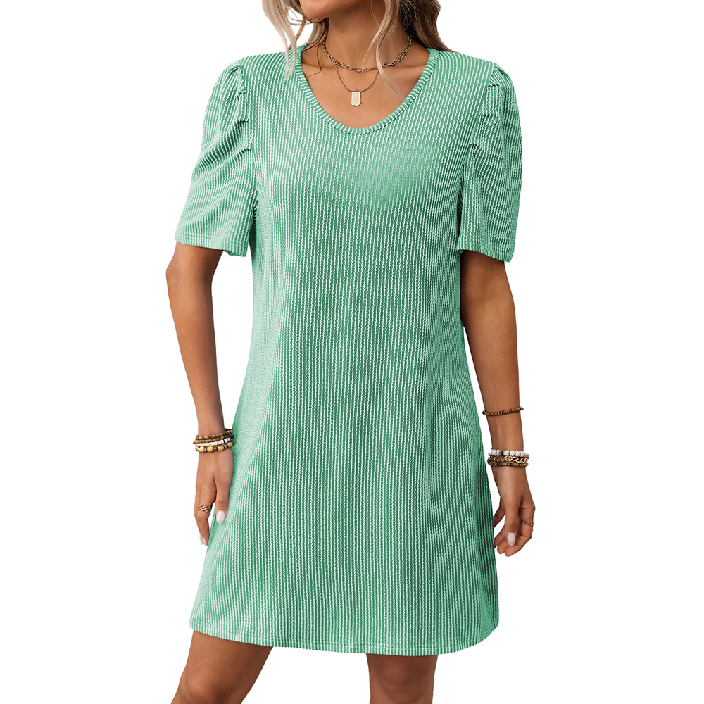 Women's Colorblock Twist Bubble Sleeve Midi Dress