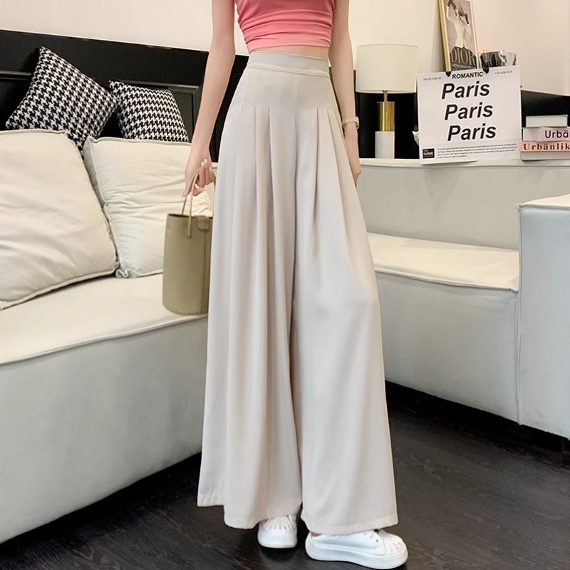 High-Waist Wide-Leg Draped Suit Pants