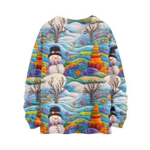 Women's Christmas House Reindeer Print Crewneck Sweatshirt