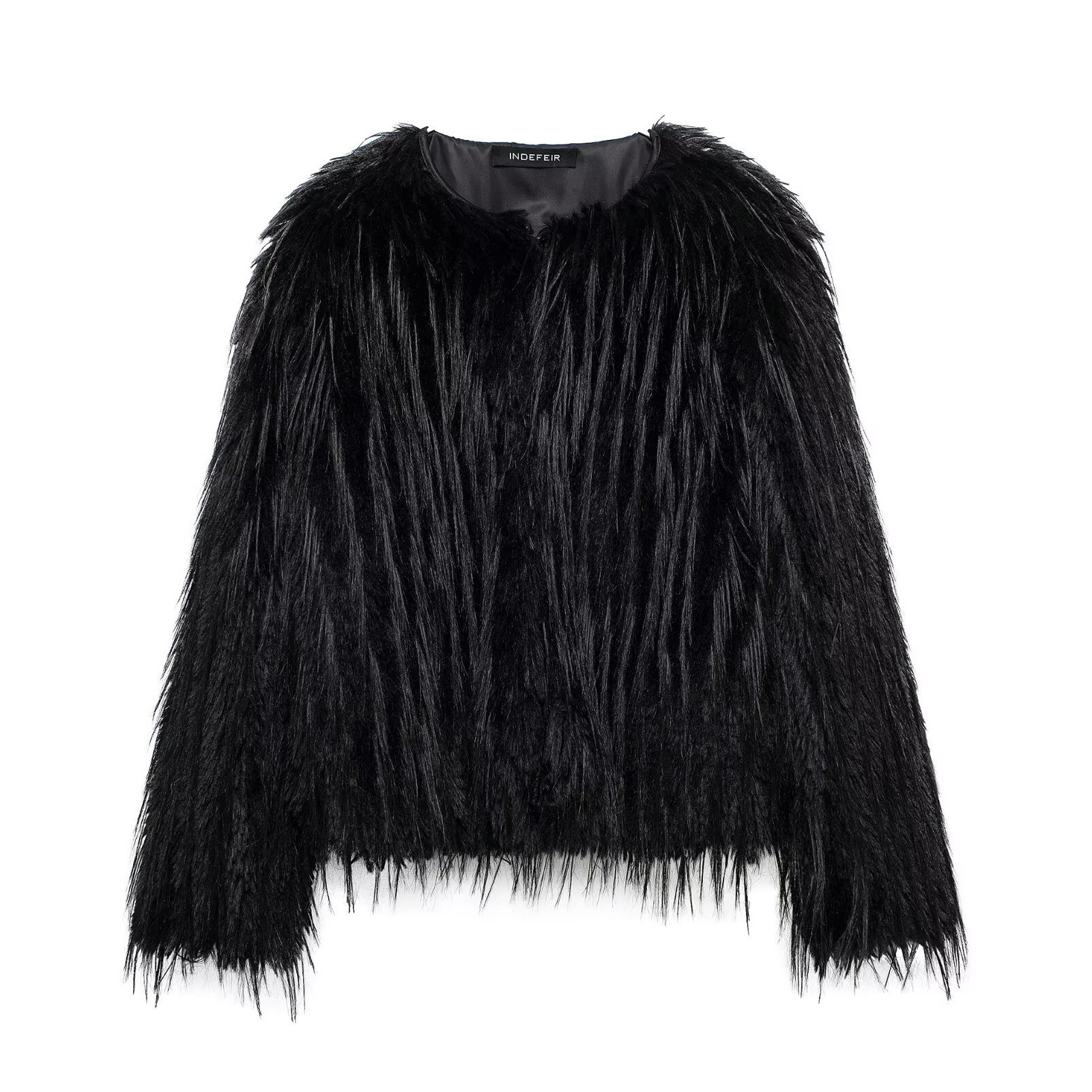 Women's Faux Fur Coat Street Style Round Neck Single-Breasted Long Sleeve