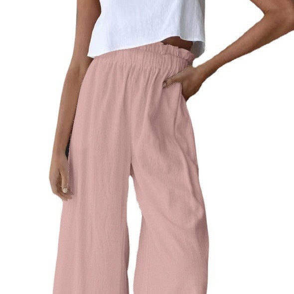 High-Waist Wide-Leg Pants Loose Flowy Floor-Length