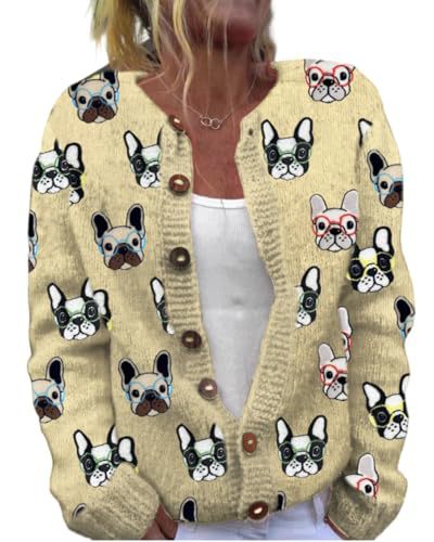 Women's Animal Boho Print Button Cardigan Sweater