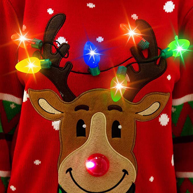 Christmas Reindeer Knit Sweater with LED Lights