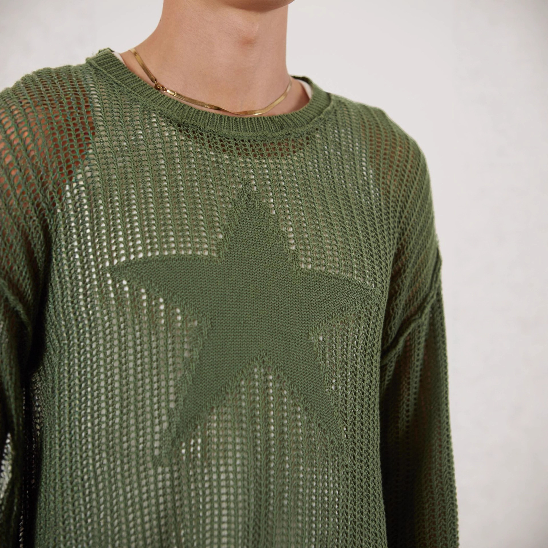 Women's Star Cutout Knit Sweater Loose Casual Pullover