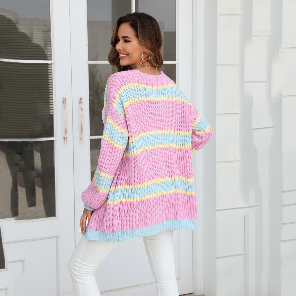 Women's Plus Size Colorblock Cable Knit Cardigan Sweater