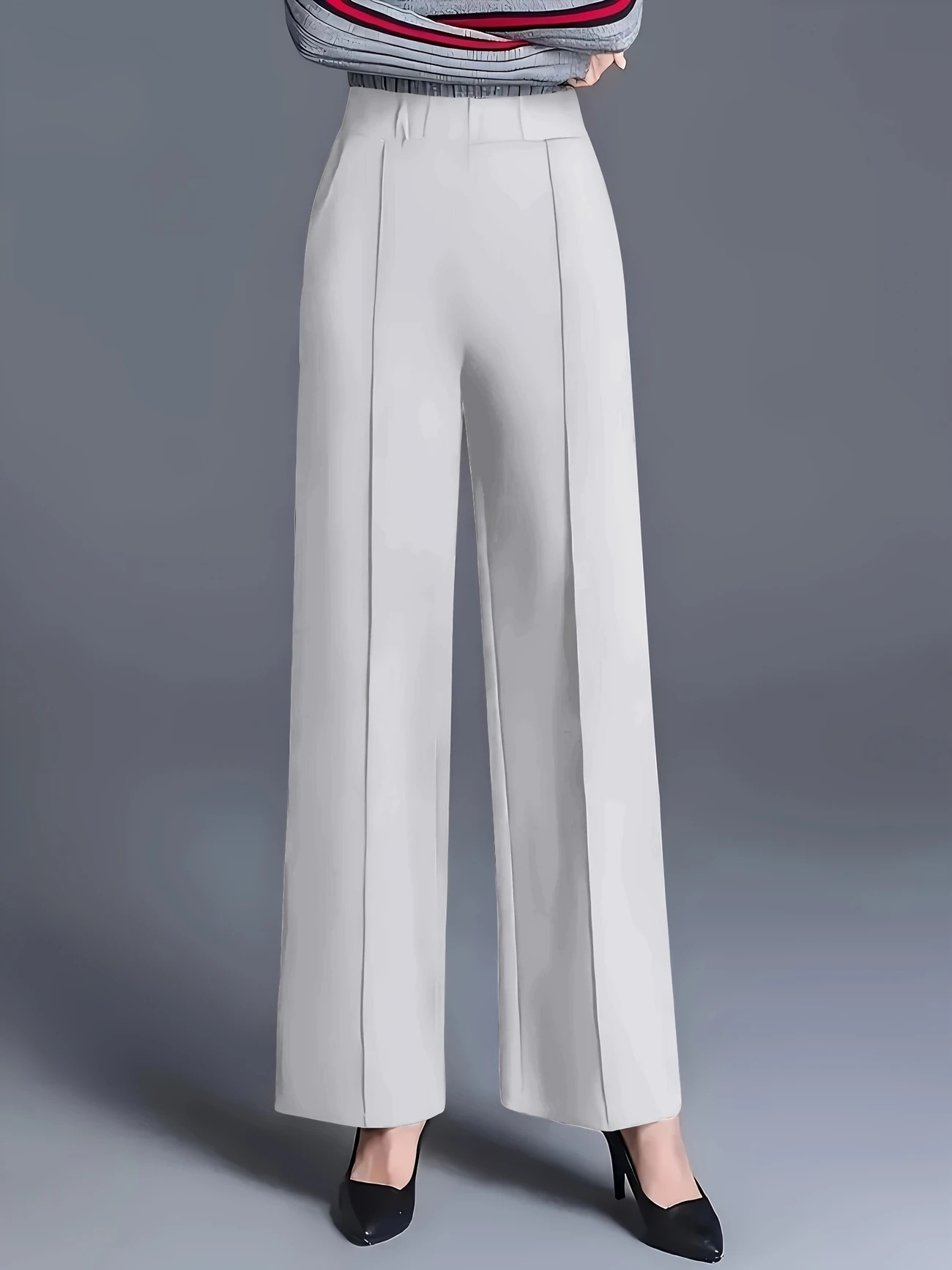 Women's High-Waist Wide-Leg Casual Pants Solid Color Loose Slimming