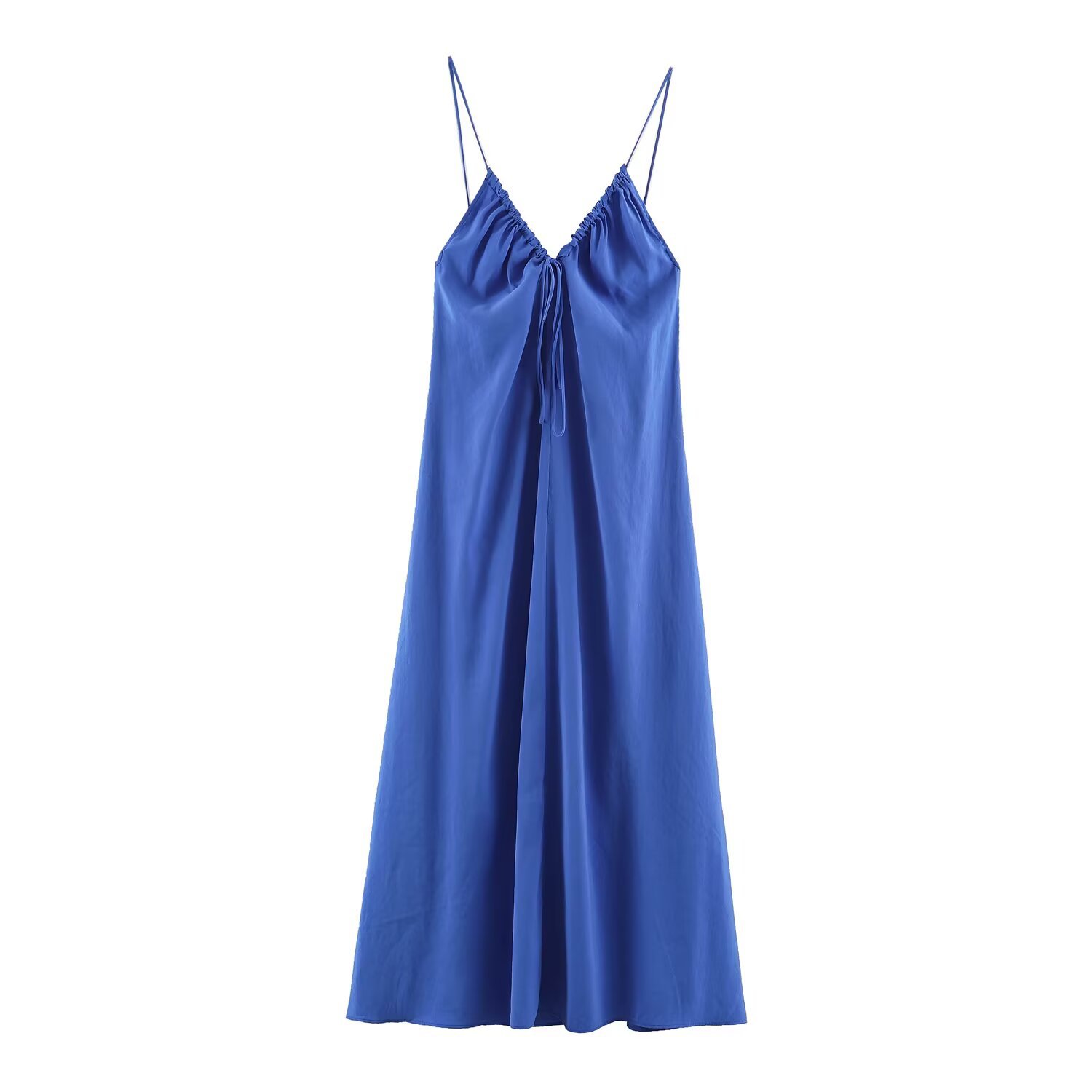 Women's Solid Color V-Neck Sleeveless A-Line Midi Dress