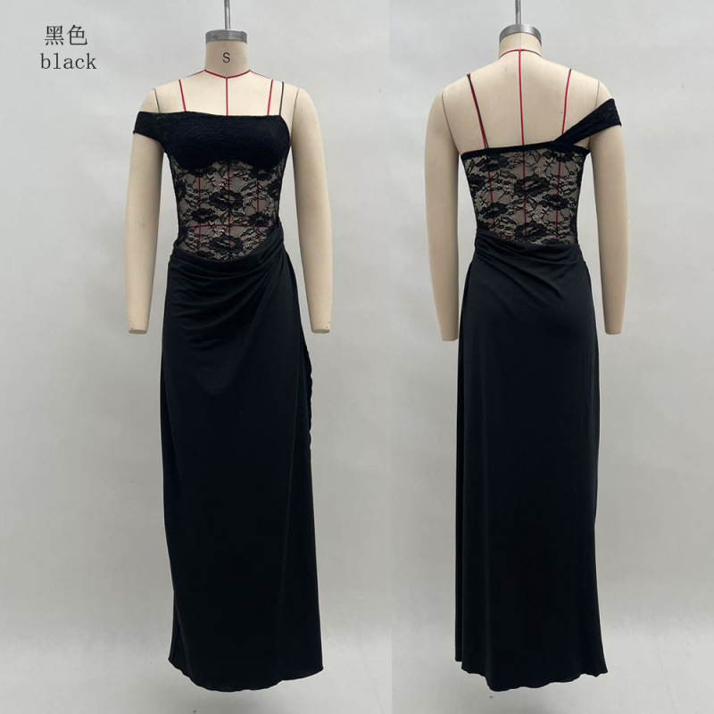 Women's Lace Panel Bodycon Cami Long Dress