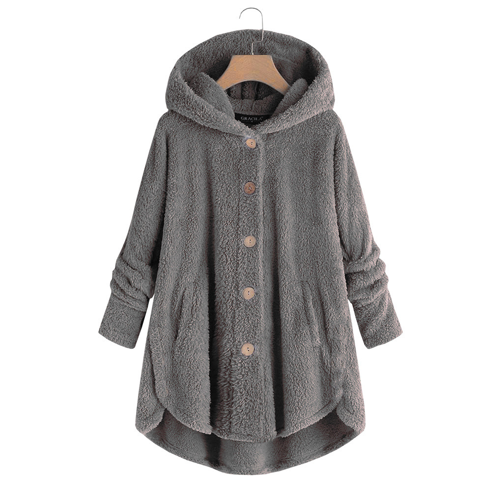Women's Asymmetrical Fleece Hooded Cardigan with Pockets