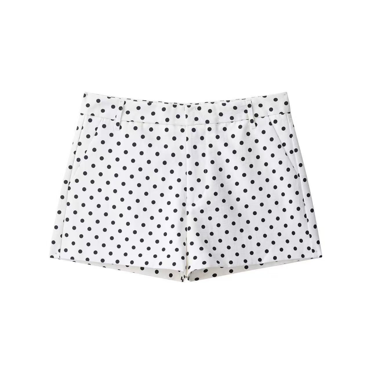 Polka Dot Zip-Up Jacket Casual Stand Collar