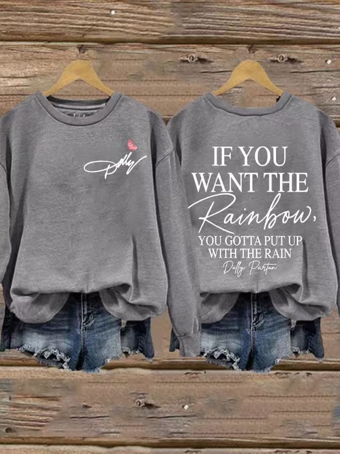 Women's Vintage Loose Slogan Print Crewneck Sweatshirt