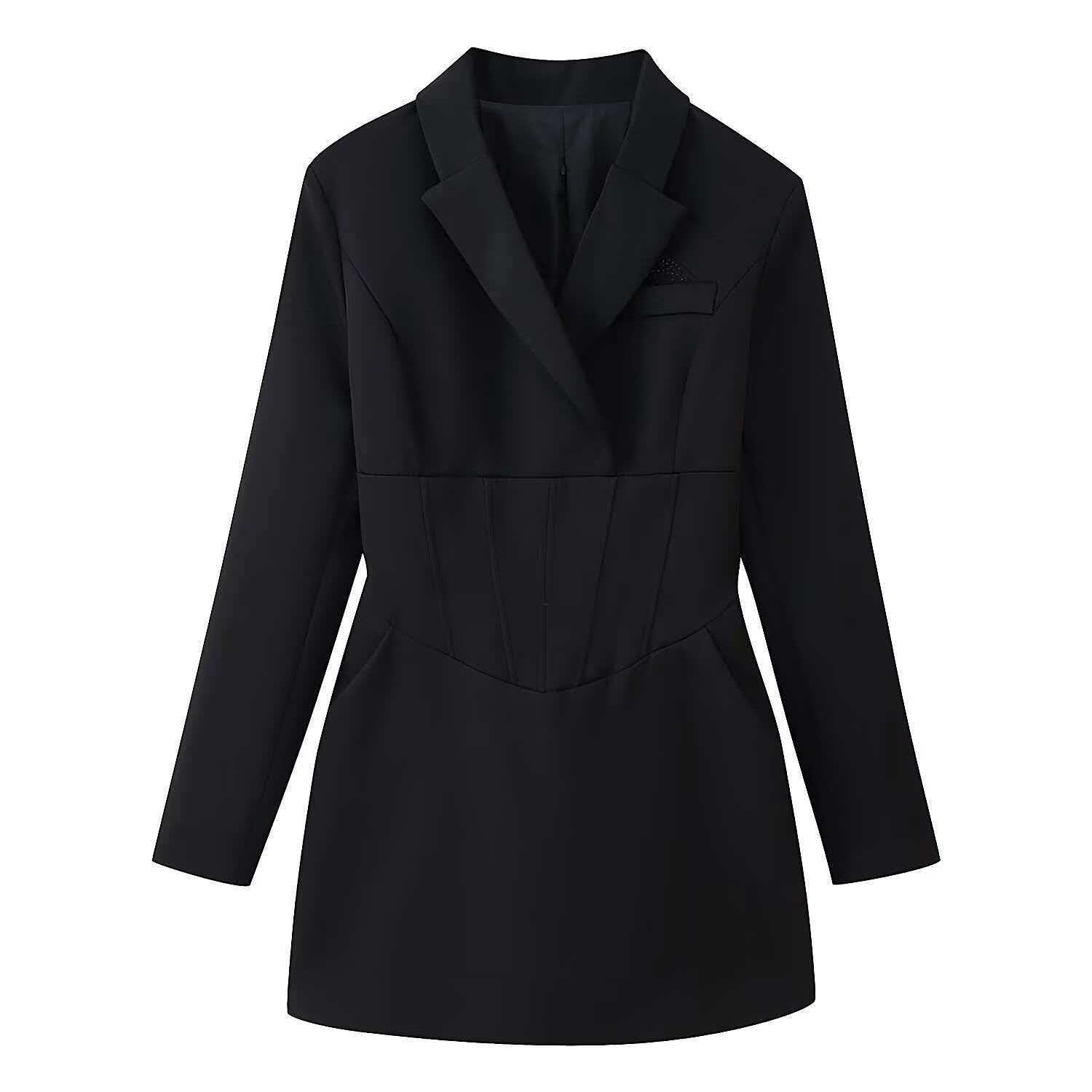 Women's Slimming Rhinestone Blazer Dress with Waist Detail