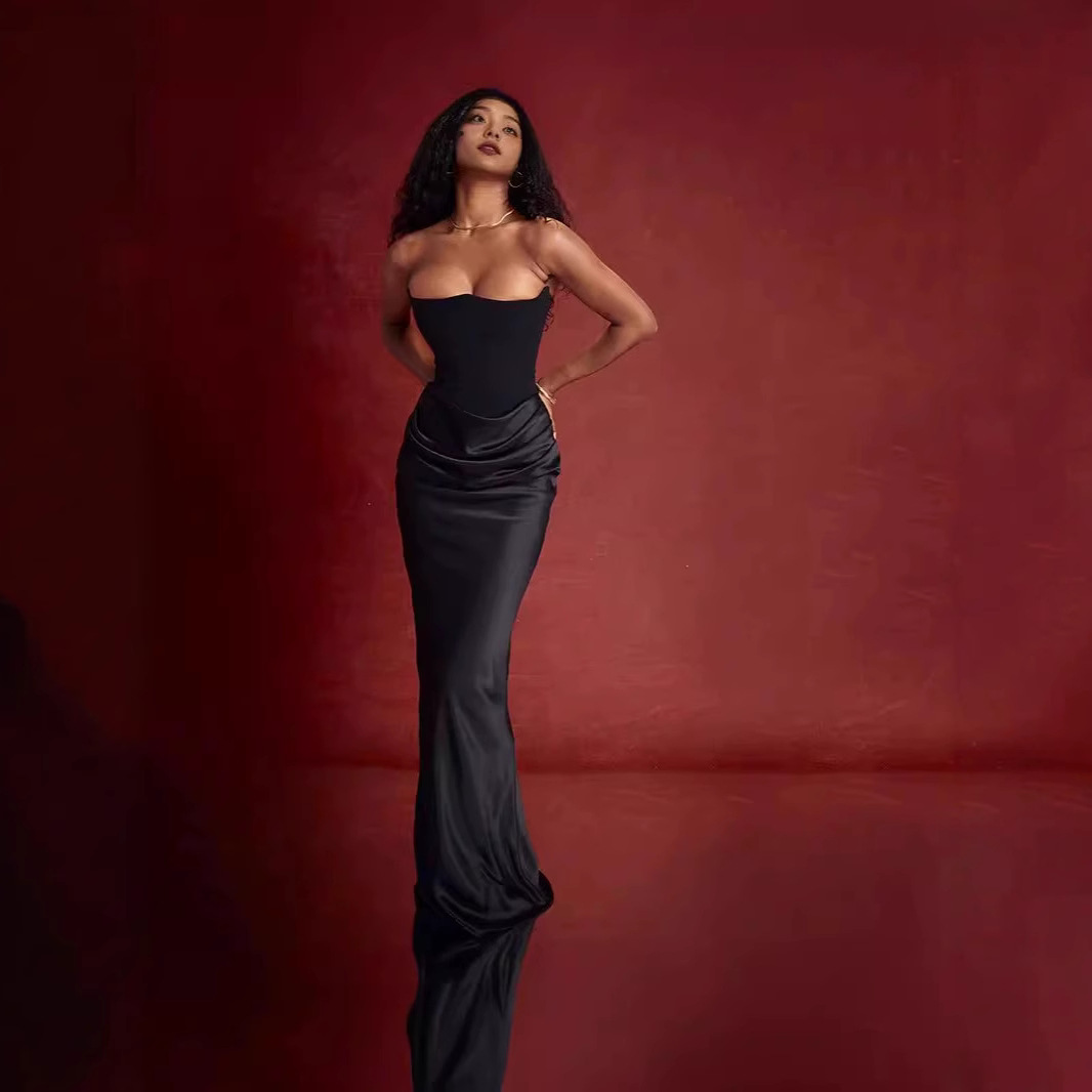 Women's Strapless Backless Bodycon Evening Dress