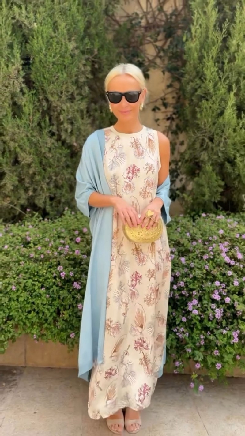 Elegant Two-Piece Midi Dress Set with Cape, Round Neck Tank, A-Line