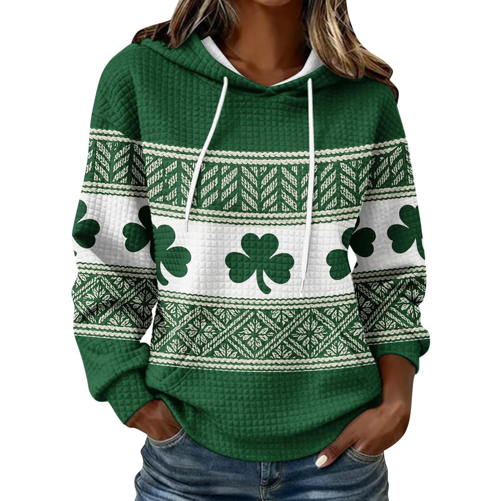 Women's Clover Cross Letter Print Hoodie