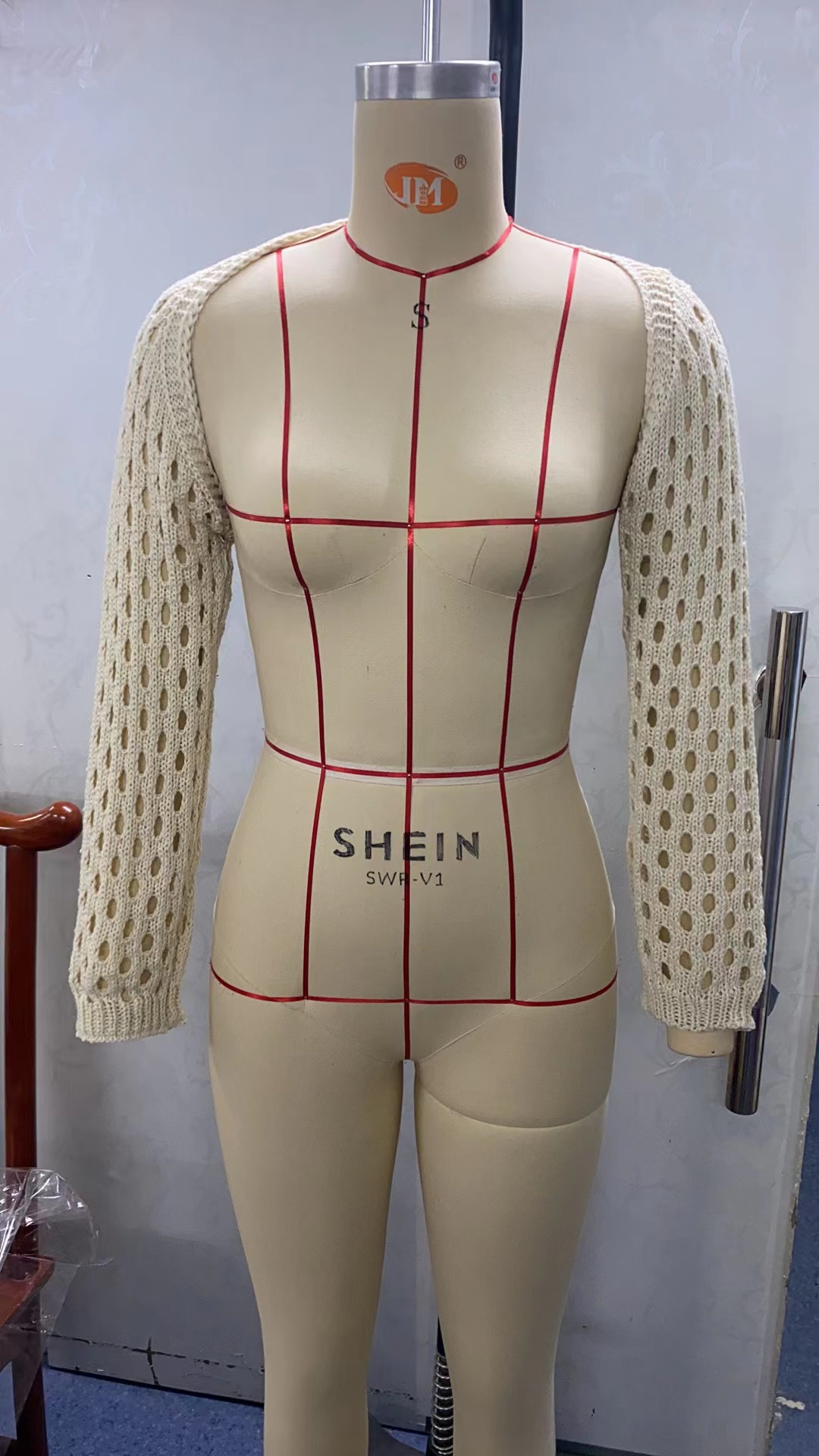 Women's Sheer Open-Knit Crop Top Long Sleeve