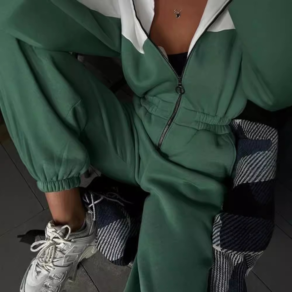 Women's Colorblock Long Sleeve Jumpsuit Casual Sporty Streetwear