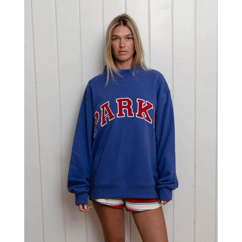 Embroidered Letter Crewneck Long-Sleeve Pullover Sweatshirt for Women