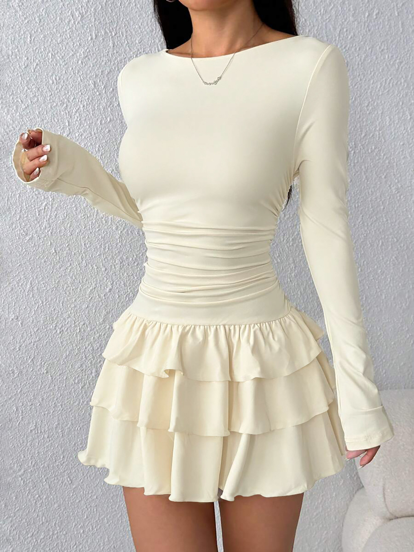 Women's Solid Color Slim Fit Long Sleeve Dress