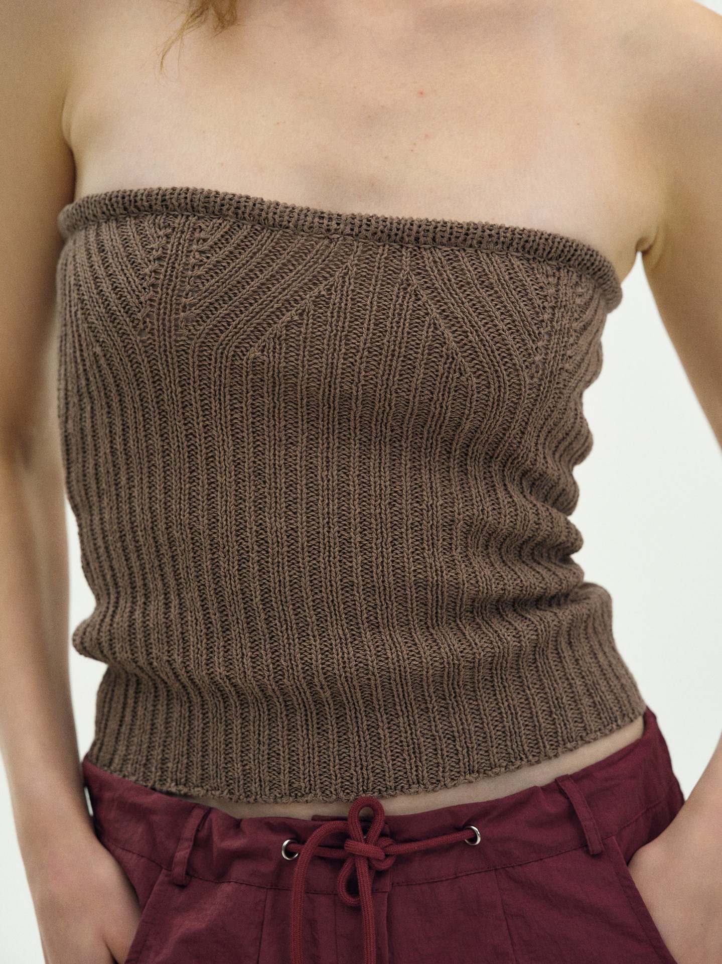 Women's Off-Shoulder Crop Knit Top Sexy Backless Slimming Tube Top