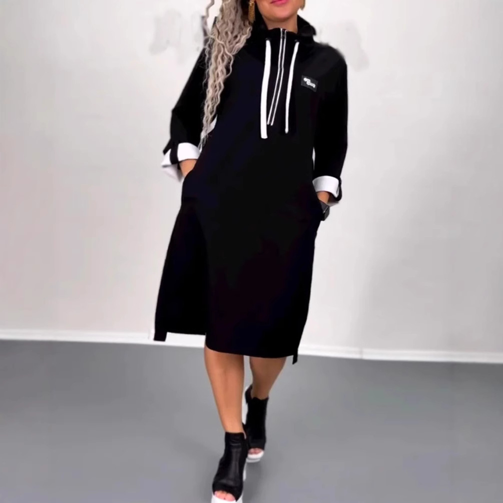 Women's Casual Turtleneck Long Sleeve Maxi Dress