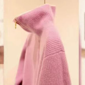 Pink Half-Zip Knit Sweater Women's Loose Collared Long Sleeve Warm Top